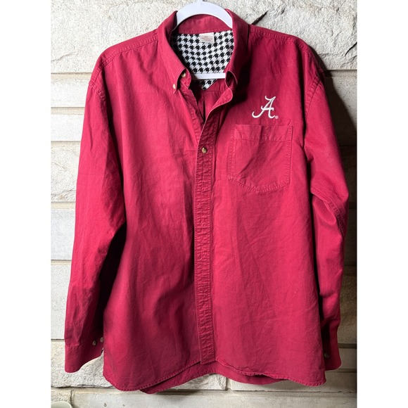 College World Other - College‎ World Alabama Crimson Tide Mens XL Red Houndstooth Button Down Shirt